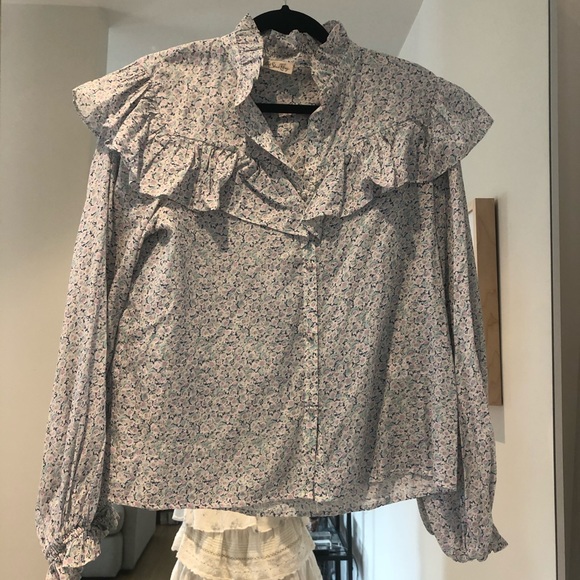 LoveShackFancy Ruffle Printed Top - Picture 1 of 5